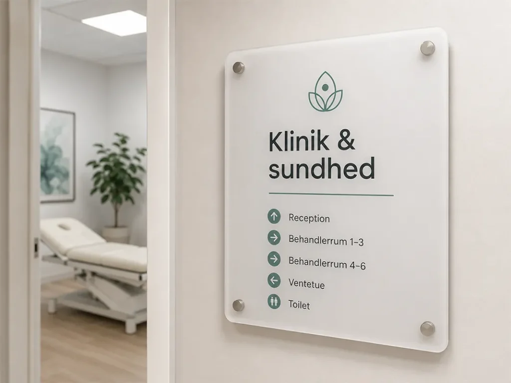 Skilt til klinik og sundhed