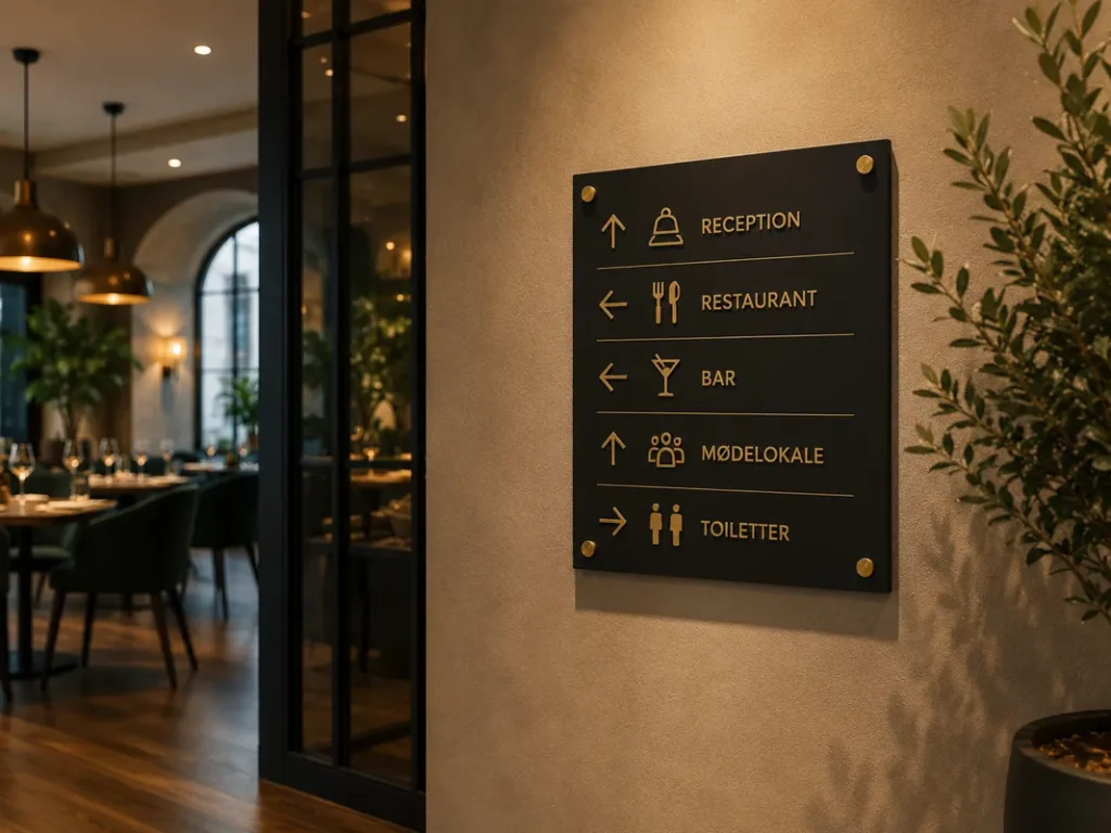 Skiltning til restaurant og café